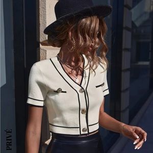 SHEIN privé Short Sleeve Knit Cardigan